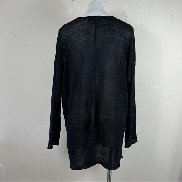 Eskandar 100% linen black oversized lagenlook drop shoulder sweater tunic top 0 - Picture 5 of 14
